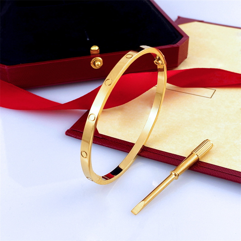 Bracelet mince de 4 mm Bracelet de luxe Designer Femmes hommes Chandeau bracelet en acier en acier en acier en argent doré