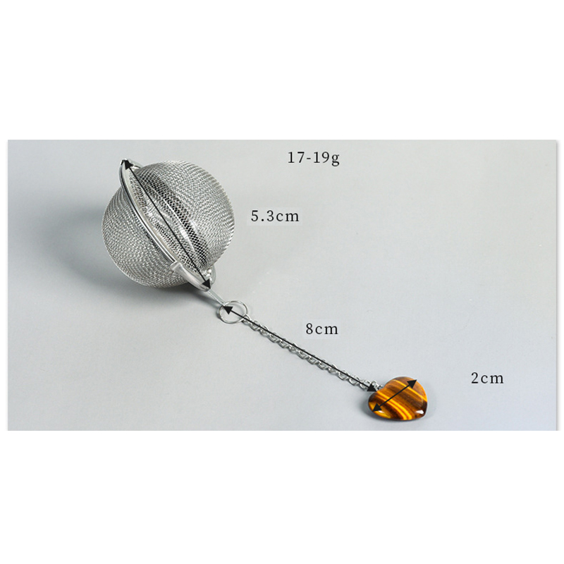 Heart Crystal Stone Mesh Tea Strainers With Chain Stainless Steel Tea Infuser Spice Herbal Filter Teaware Accessories