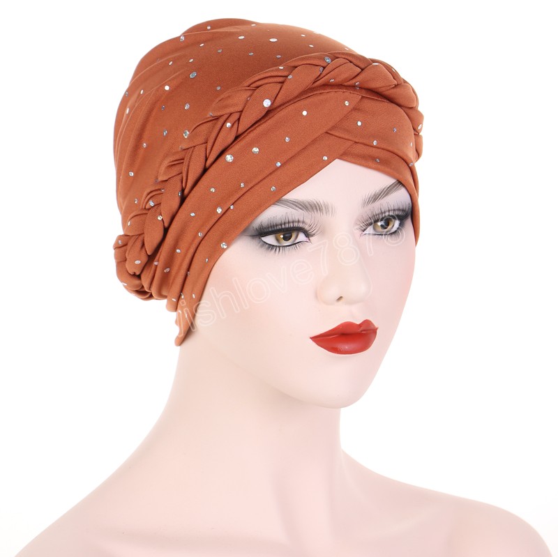 Paljett Braid Beanies Cap Women African Muslim Women Party Elastic Turban Hat Spring Autumn Femme Headwear