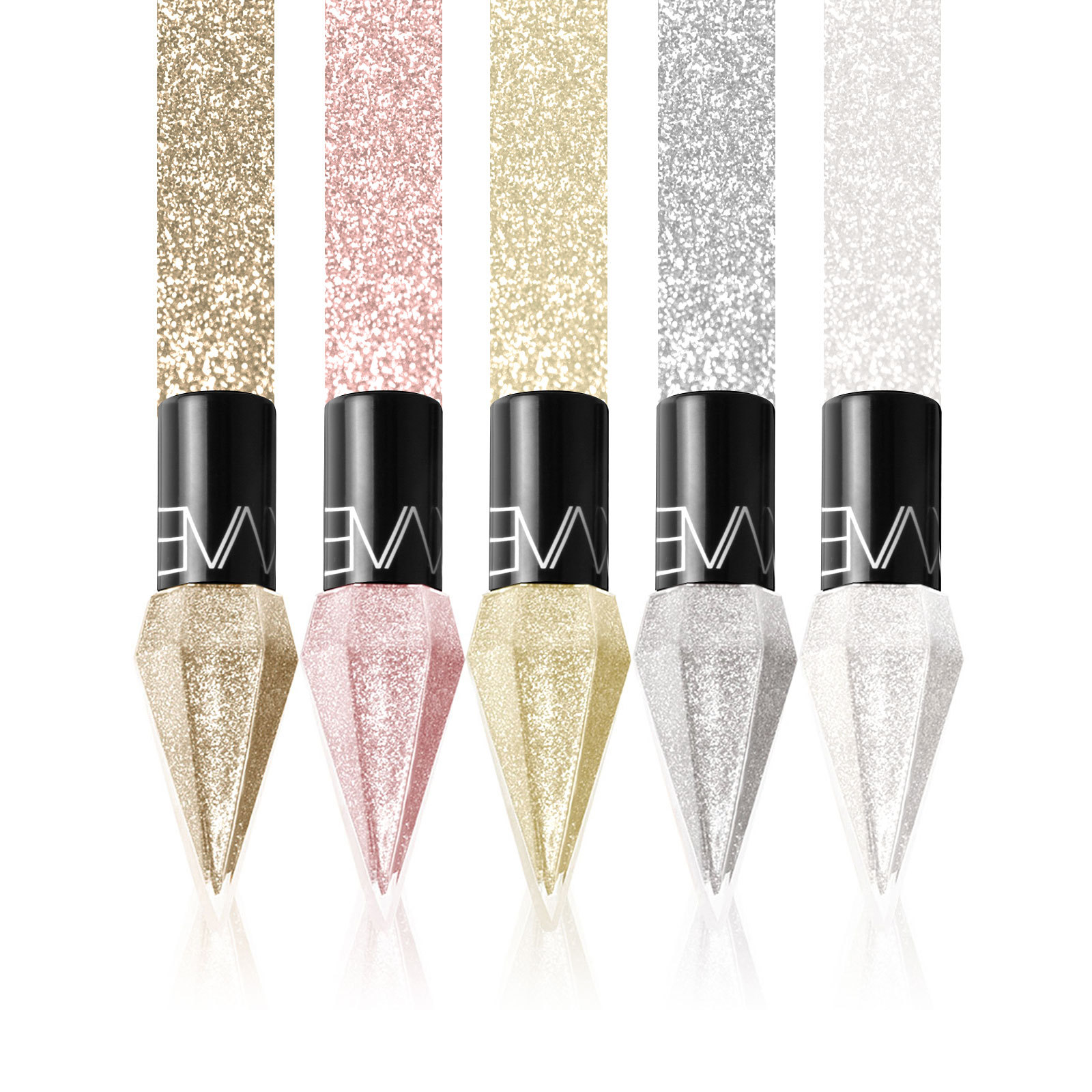 5 pçs/conjunto LOOKAVE Diamond Glitter Eyeliner Sparkle Eyeshadow Pen Pigment Silver Gold Rose Liquid Pen da DHL