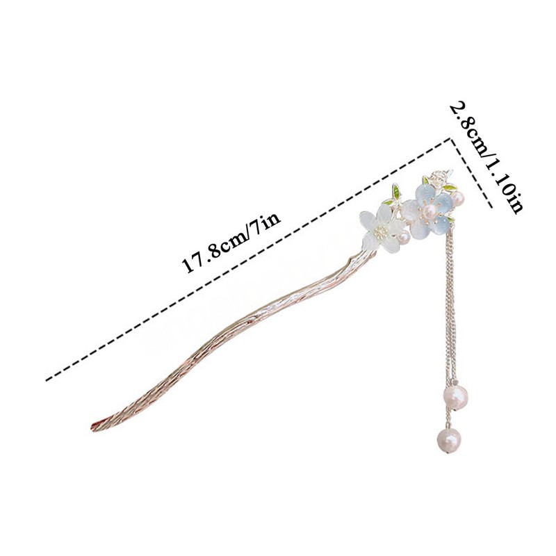 Bastões de cabelo com franja em flor de pêssego Estilo antigo Step Shake Hairpin para meninas Hanfu Headwear Super Fairy Women Acessórios para o cabelo