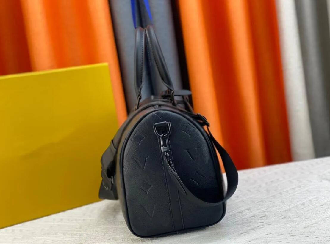 10A En Kalite Keepall 35cm Seyahat Çantaları Orijinal Mono Gölge Orijinal Deri Unisex Çanta Tote Küçük Bagaj Çantası Hafta Sonu Tatil Alışveriş Çantaları Siyah Çiçek
