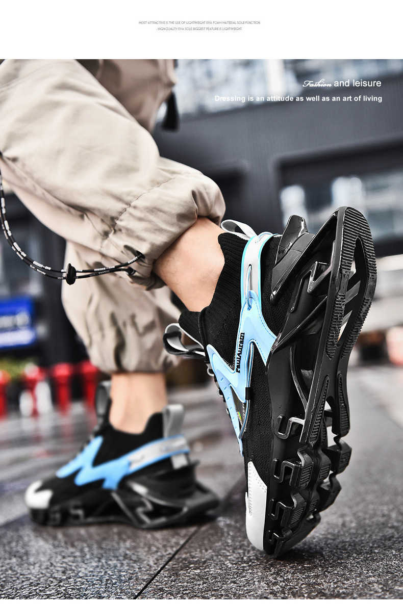 Blade Sole Running Shoes Summer New Youth Mens Casual Sneakers Moda Deportes Entrenadores Negro Color blanco Tamaño 39-46