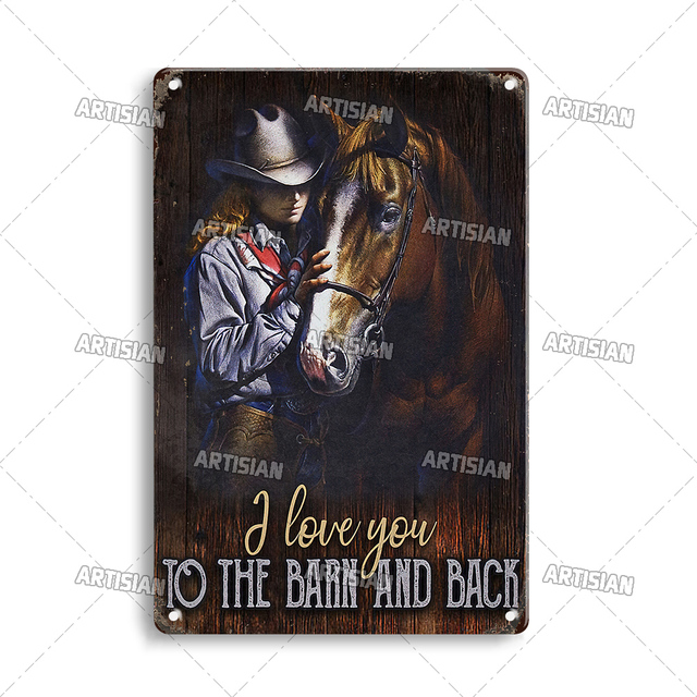 Ride Horse Metal Poster Cowboy Cowgirl Tin Plate Horse Racing Decorative Sign Wall Decor Garage Bar Pub Club Hotel Cafe Home Room Stable Personlig dekoration W01