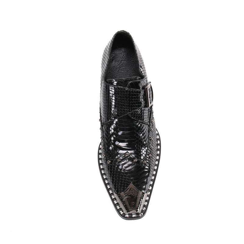 Fashion Patent Leather Men's High Heels skor handgjorda bekväma lyxiga äkta läder retro svart bröllopsfestskor man
