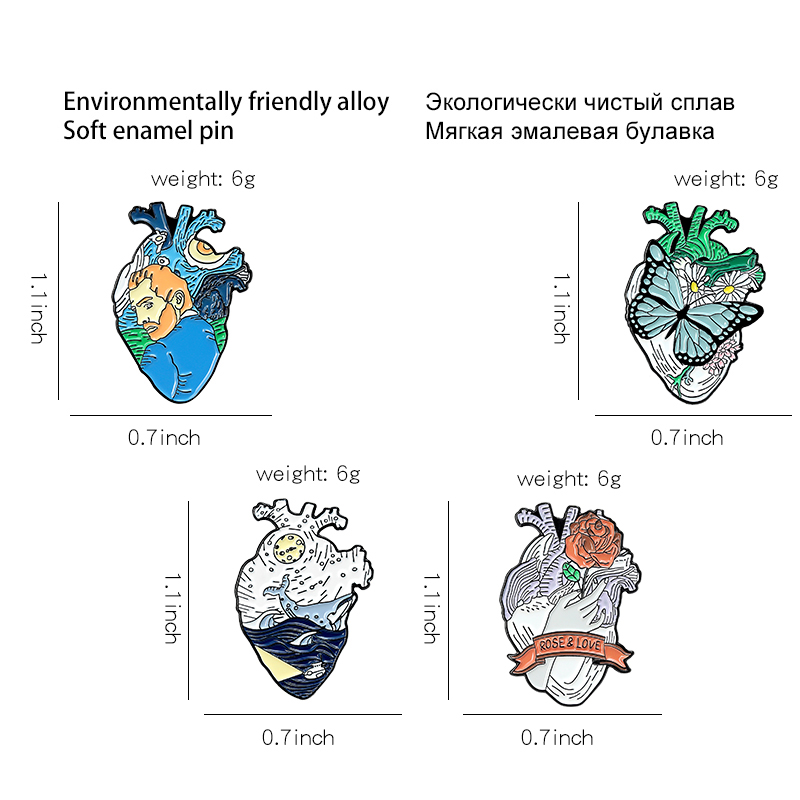 Eingeweide Emaille Pins Benutzerdefinierte Herz Gehirn Lunge Gebärmutter Brustkorb Broschen Revers Abzeichen Orgel Schmuck Geschenk für Studenten Freunde