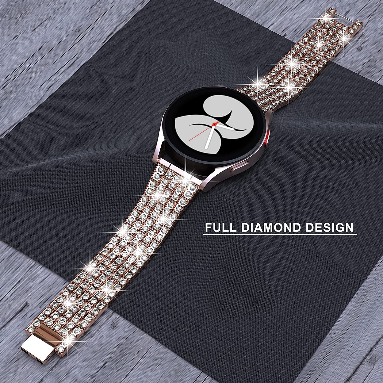 Bling Diamond Smart Watch Band Straps Est 20mm 22mm Samsung Huawei Telefonları Galaxy Active 2 3 Gear S2 Saat Banka Bilezik Bantları