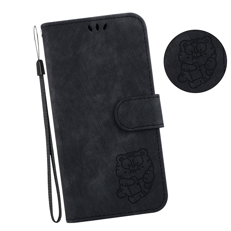 Étuis portefeuille en cuir de tigre pour Huawei Honor X5 X8a 80 SE X9A 80 Pro 70 X8 Motorola Edge 40 Pro E13 G12 G73 G72 E22 G32 Animal Empreinte ID Card Slot Holder Flip Cover PU Pouch