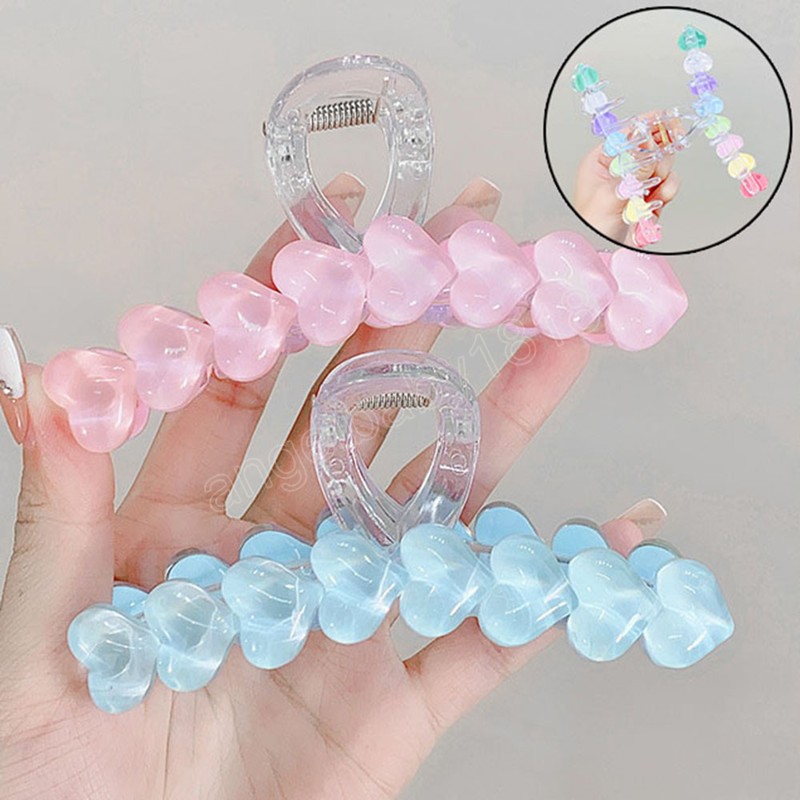 Artigli capelli a forma di amore le donne Fermagli capelli ragazze Barrettes Clip coda di cavallo semplice Copricapo elegante Forcine capelli in acrilico