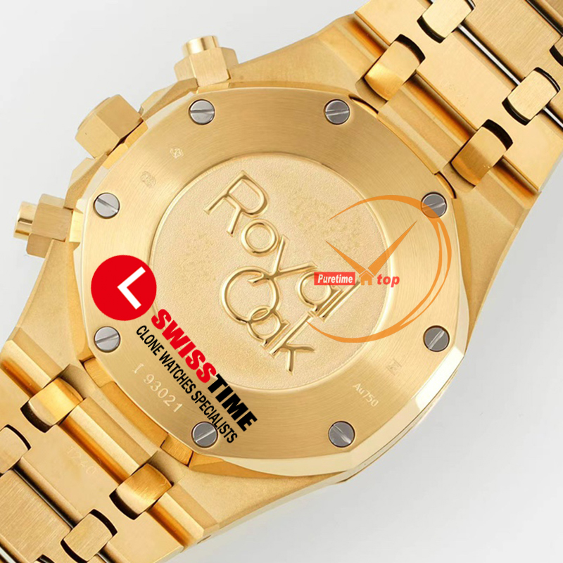 IPF 26331 ETA A7750 Automatik-Chronograph Herrenuhr 18 Karat Gelbgold, blaues Stick-Zifferblatt, Edelstahlarmband, Super Edition Herrenuhr Reloj Hombre Swisstime G7