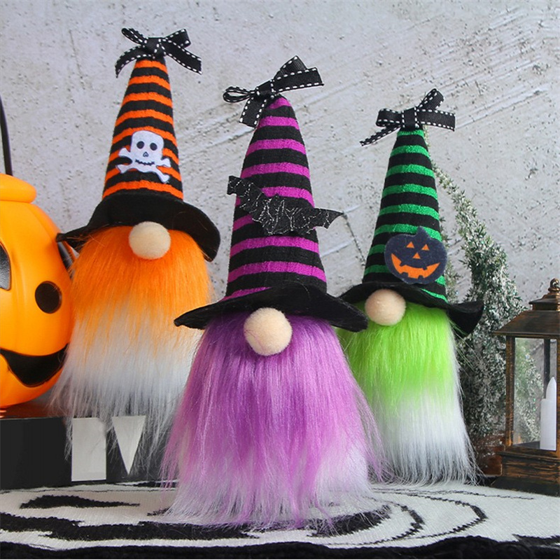 Halloween Mustache Plush Gnomes Handmade Tomte Swedish Pumpkin Ghost Gnomes Ornaments Halloween Table Decorations