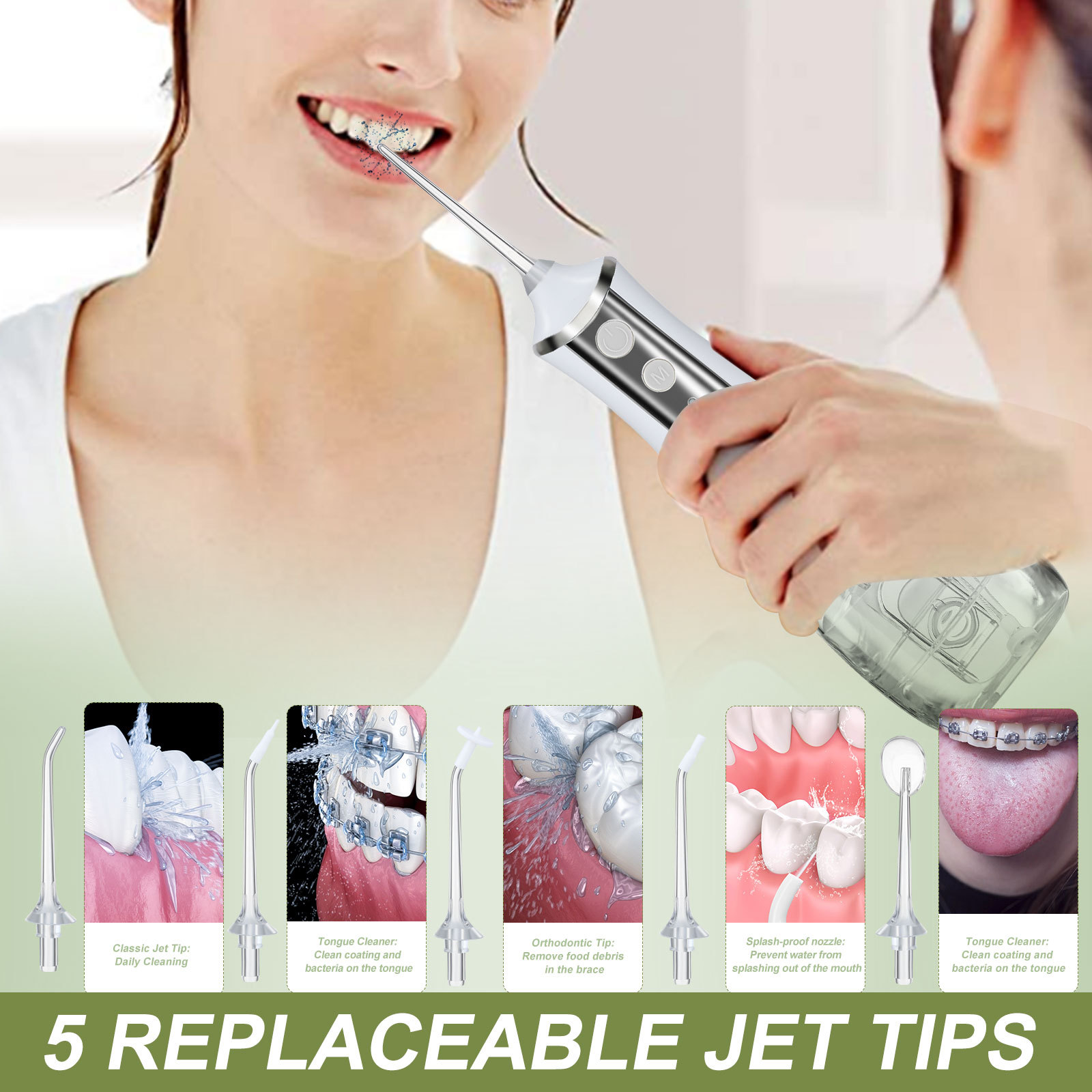 الشفاف الكهربائية شطف الأسنان أداة مقاومة للماء الجمال الأسنان أداة رعاية عن طريق الفم جهاز المياه