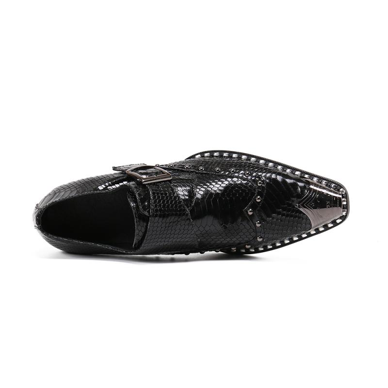 Fashion Patent Leather Men's High Heels skor handgjorda bekväma lyxiga äkta läder retro svart bröllopsfestskor man