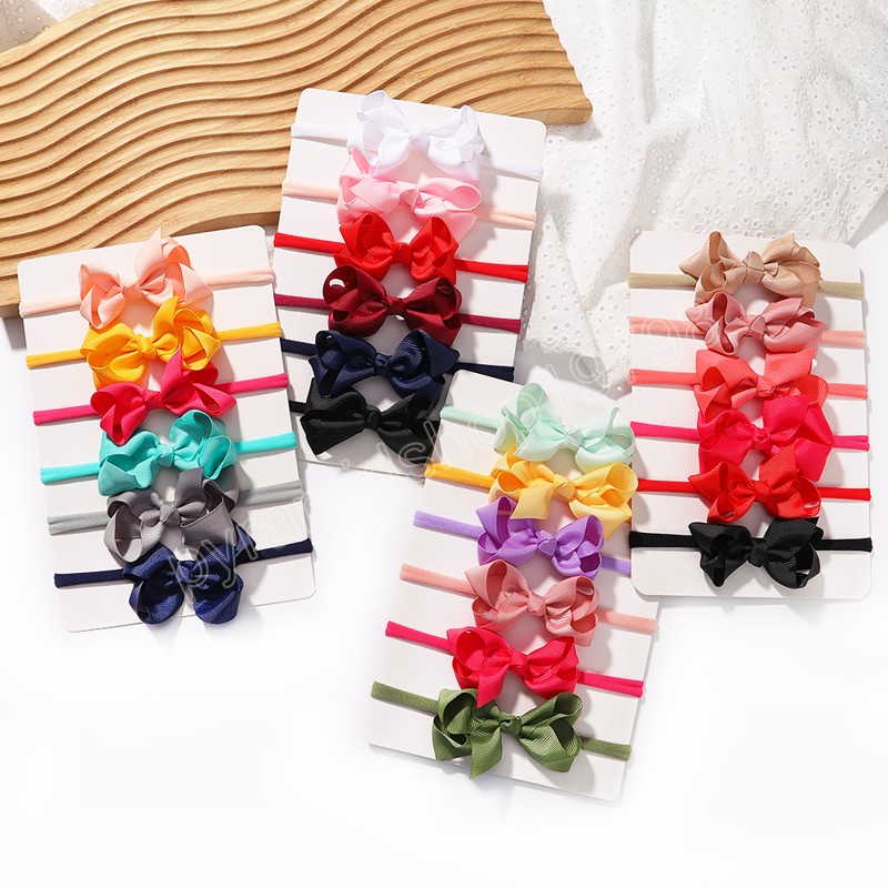 6 Stücke Neugeborenen Bögen Elastische Haarbänder Stirnbänder für Baby Mädchen Blume Nylon Infant Kleinkind Haarband Kopfbedeckungen Kinder Haar Zubehör