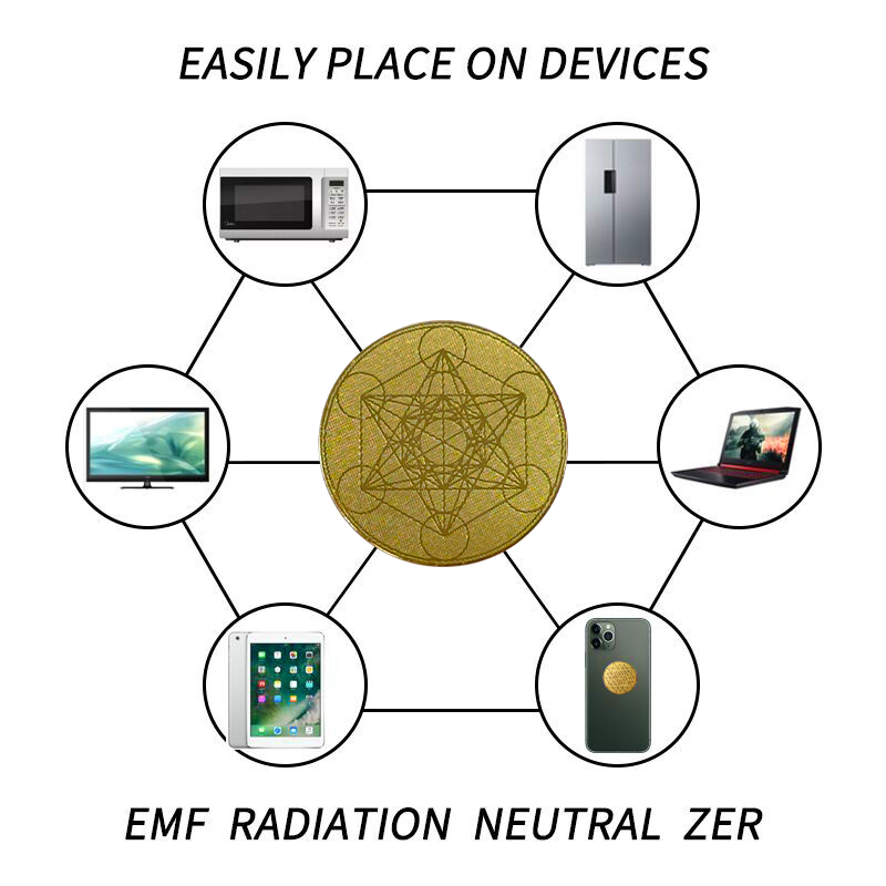 CAMAZ EMF Protection Anti Radiation Sticker 24K Gold Plated Cell Phone Anti Radiation Protector Sticker Universal for All Electronics