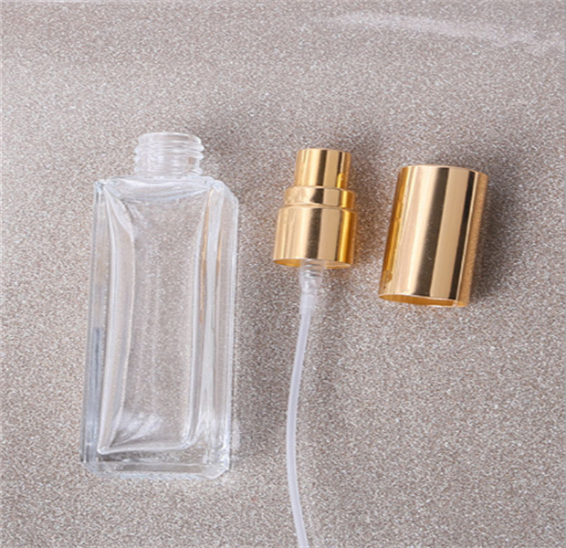 Frasco de spray de perfume de vidro portátil transparente 10ml 20ml recipientes de cosméticos vazios com atomizador ouro tampa de prata frascos de fragrância JL1659