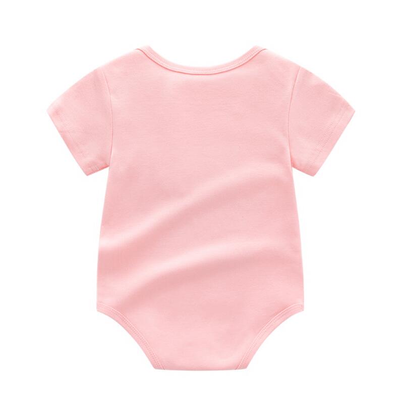 Neonati maschi Pagliaccetti di marca Tute a maniche corte bambini in cotone Lettere stampate Tutine neonato con orso di cartone animato Abbigliamento neonati