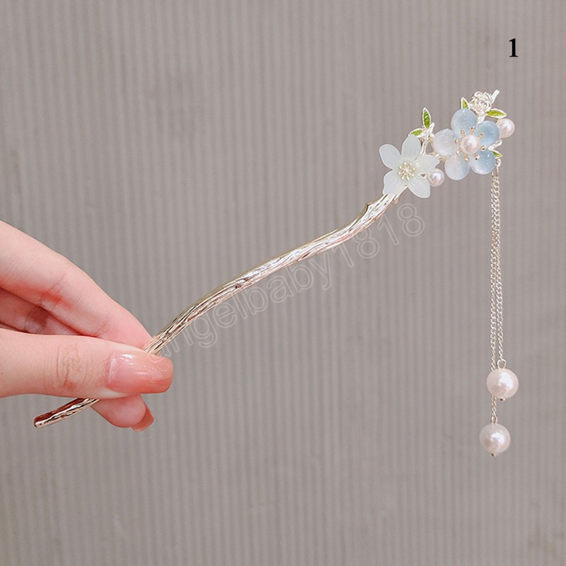 Peach Blossom Fringe Hair Sticks Ancient Style Step Shake Hairpin For Girls Hanfu Headwear Super Fairy Women Hair Accessories