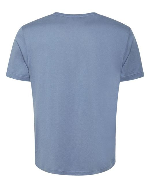 Designer Men T-shirt Loro Mens Blue Silk Cotton Soft Jersey T-shirt Côtes courtes Tops Summer Tshirts Piana