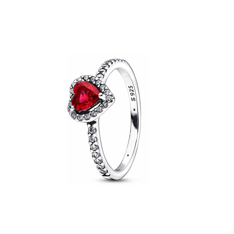 Moda S925 Pure Silver Red Love Pierścień Kolczyki Naszyjka Flash Bransoletka odpowiednia dla kobiet Charm Pandora Jewelry Akcesoria Bezpłatna dostawa