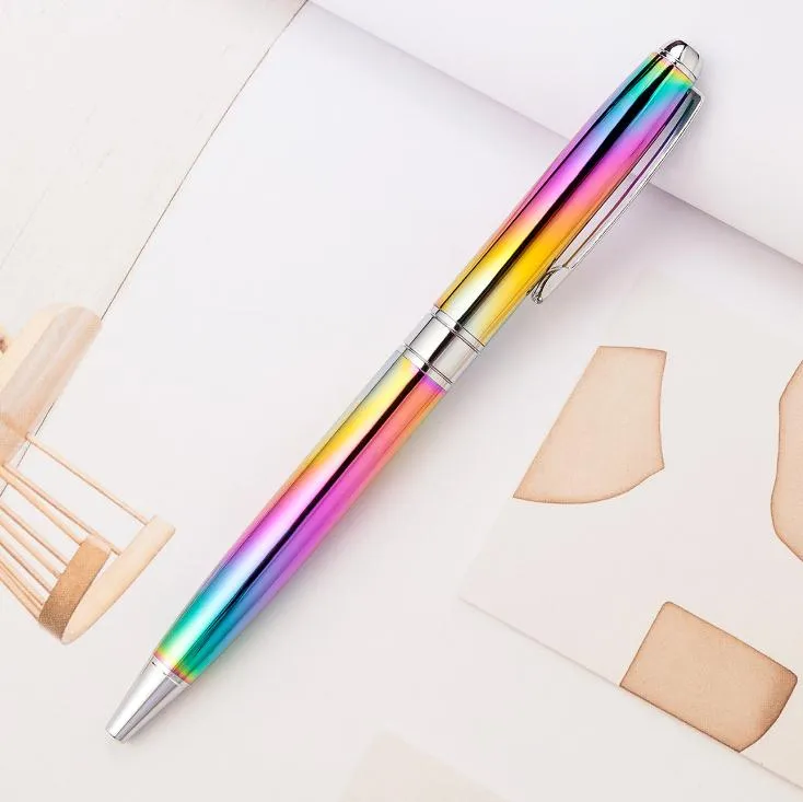 Pens Rainbow Rose Gold Metal Ballpoint Pen Student Teacher Writing Gift Advertising Signature Business Pen Stationery Office Supplies SN1275