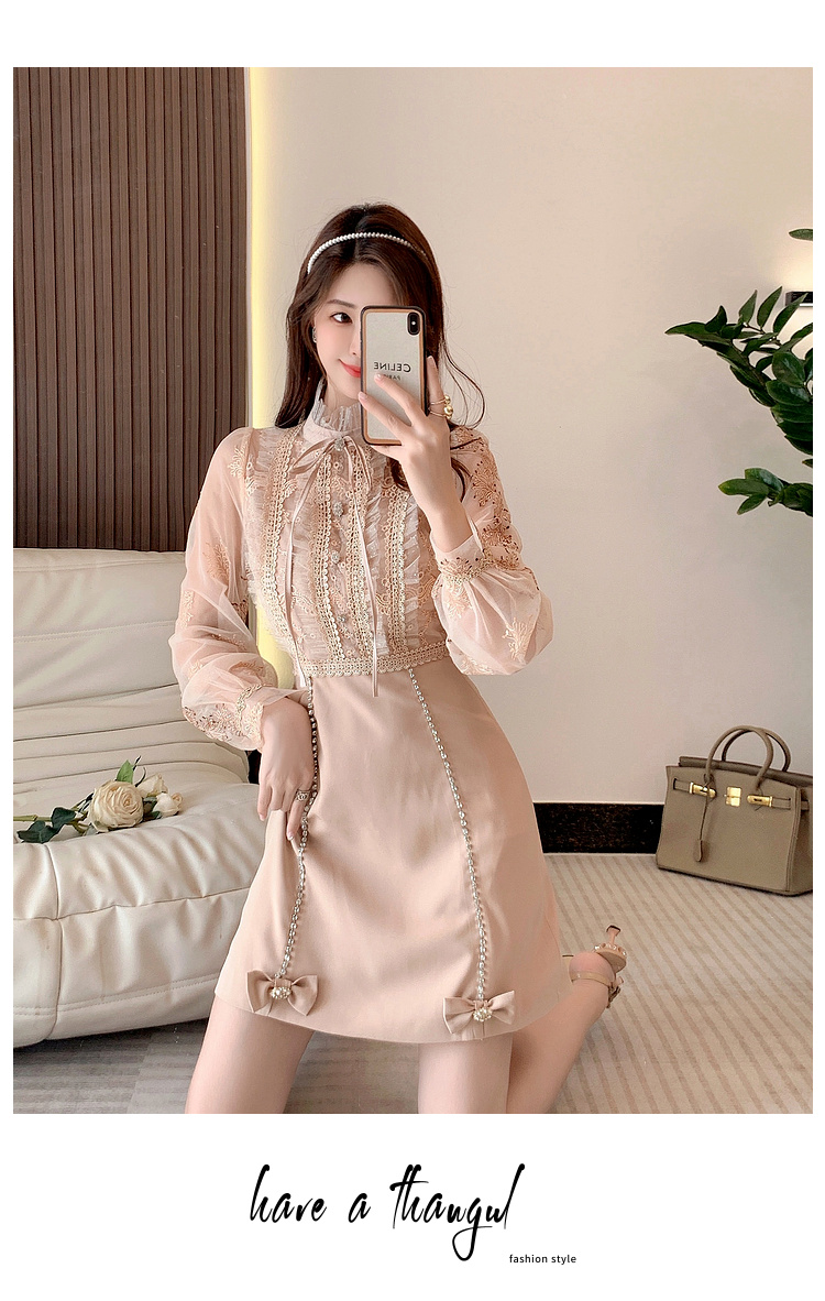 Basic Casual Dresses Summer High Quality Luxury Mesh Spliced Embroidery Flower For Women