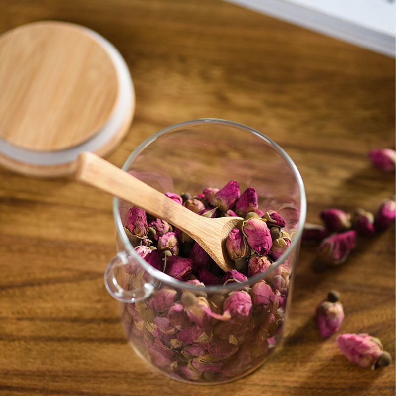 Réservoir d'assaisonnement en verre avec cuillère, réservoir de stockage des aliments de cuisine, réservoir scellé étanche à l'humidité pour céréales et céréales diverses