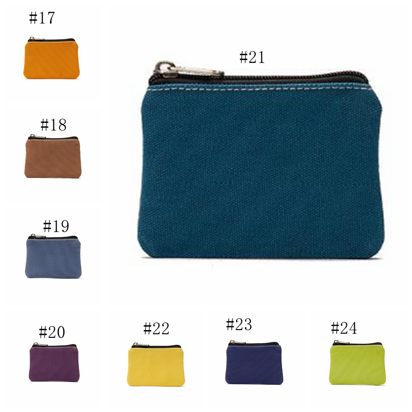 Sac en toile de couleur unie de sublimation avec fermeture à glissière noire Petit porte-monnaie en coton vierge Pochettes Sacs de rangement pour enfants Accessoires de mode 24 couleurs YG1273