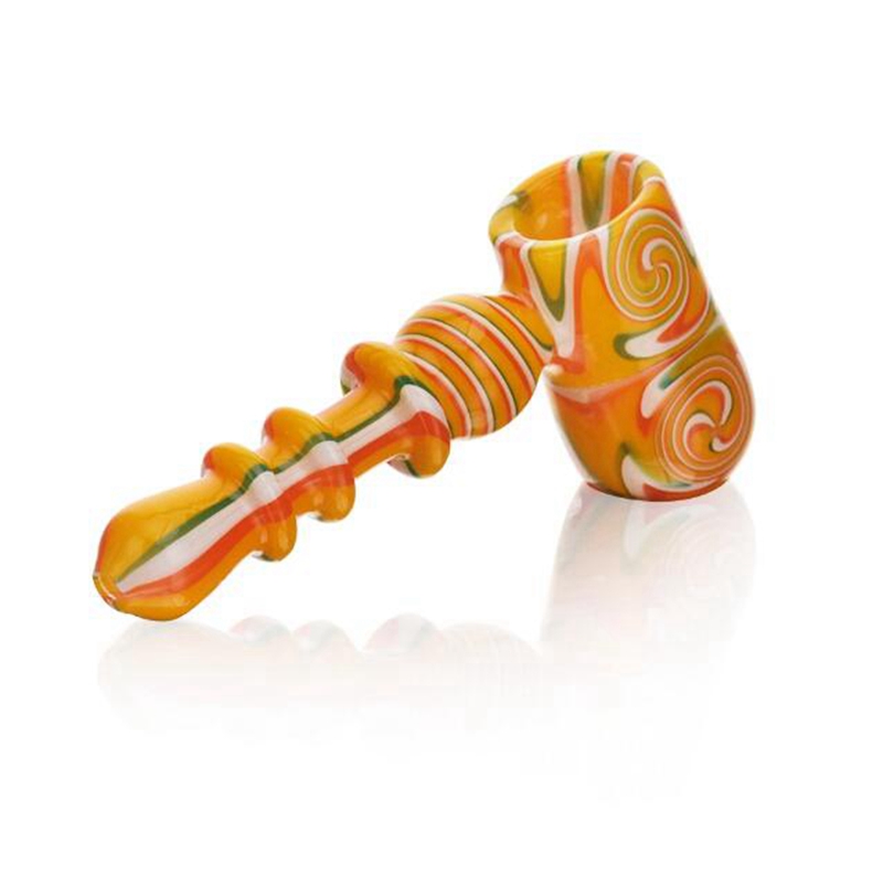 Latest Colorful Hammer Style Wig Wag Heady Thick Glass Pipes Portable Dry Herb Tobacco Filter Spoon Bowl Smoking Bong Holder Handpipes Easy Clean Hand Tube DHL