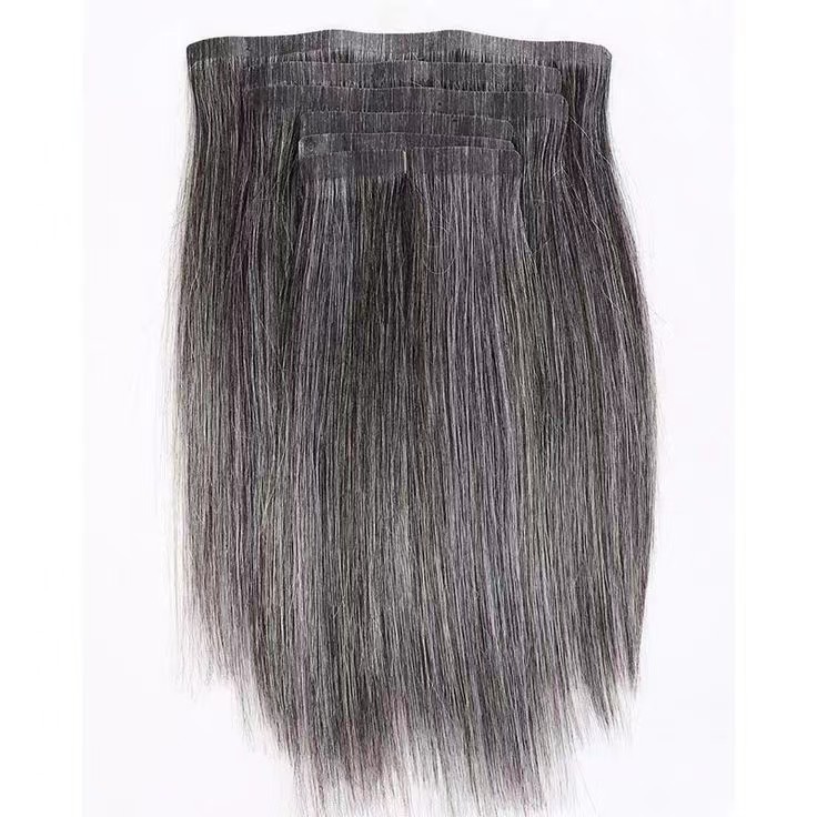 Cheveux raides gris argentés courts tissage sel et poivre extension de cheveux humains noir et gris faits saillants naturels faisceaux de cheveux humains avec clips pour tressage 100g / paquet