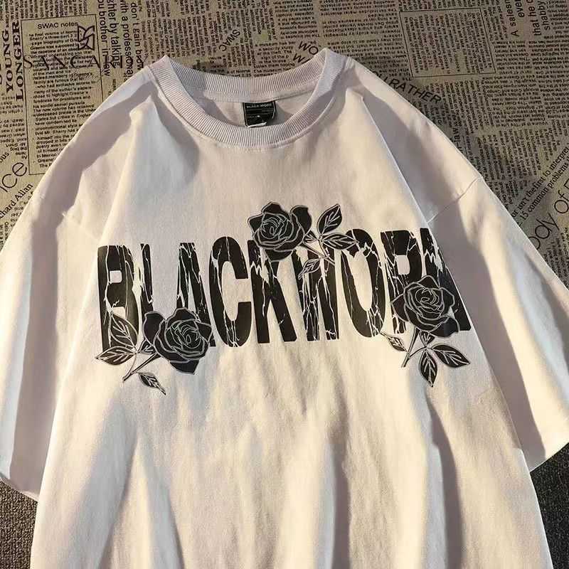 Abbigliamento di moda firmato T-shirt hip-hop Magliette rock Maglietta a maniche corte Chinachic Uomo Estate Versatile Marchio di moda sciolto Top a mezza manica stampato American High St