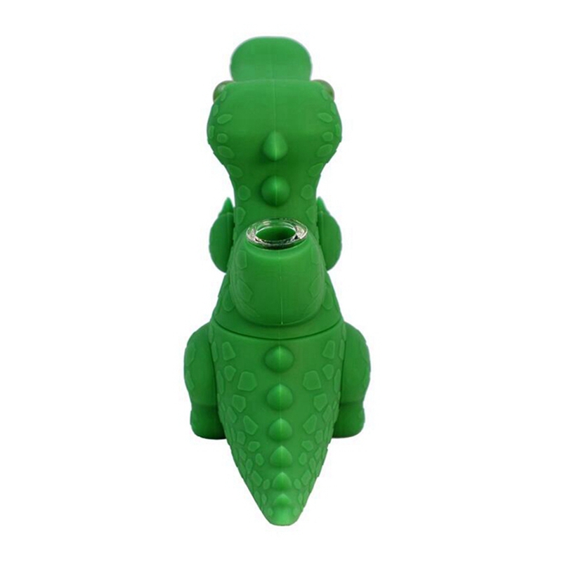 Style Crocodile Coloré Fumer Silicone Bong Pipes Kit Portable Voyage Bubbler Herb Tabac Poignée Filtre Cuillère Quartz Bol Plates-formes pétrolières Waterpipe Dabber Holder