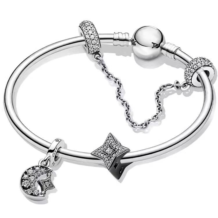 2023 Nouveau s925 Designer Bracelet pour Femmes Bijoux Haute Qualité Bracelet Fête D'anniversaire Cadeau DIY fit Pandora charmes Étoile Lune Bracelets ensemble avec Boîte