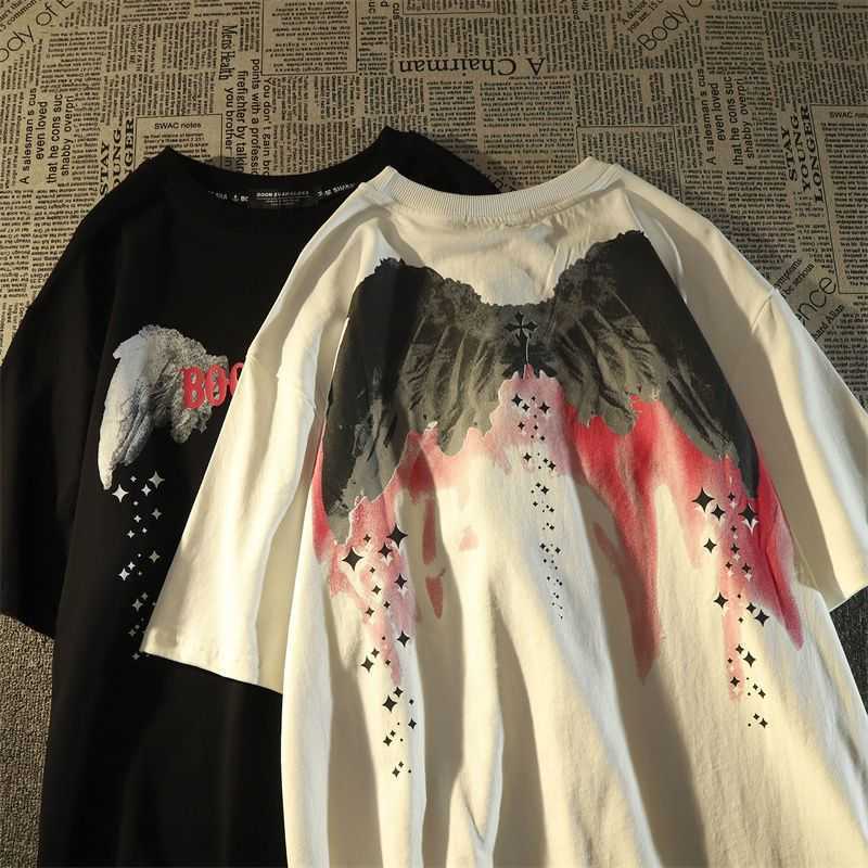 Designer Fashion Clothing Hip hop Tees Rock Tshirts 100% coton Tidal Brand Star Wings T-shirt à manches courtes Homme et femme Loose Ins Tidal Dark Oversize Top