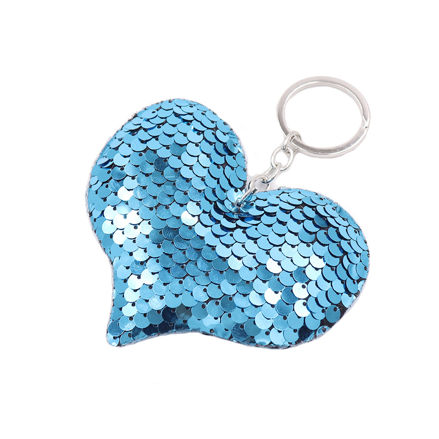 Mode dubbelsidig anti-Bright Love KeyChain Heart Glitter Kvinnspåse Pendant Car Keychain