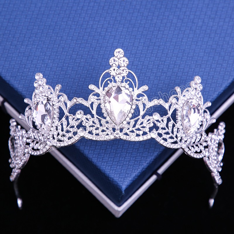 Tiara de coroa de cristal rosa céu azul de 7 cores para festa de casamento feminino novo luxo coroa de noiva acessórios de vestido de cabelo