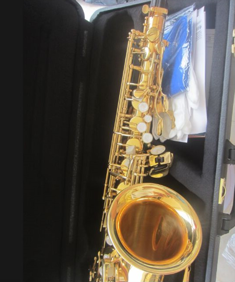 Professionell altsaxofon YAS-62 Guldnyckel Super Musikinstrument Högkvalitativt elektroforetiskt guld E platt sax med fall gåva