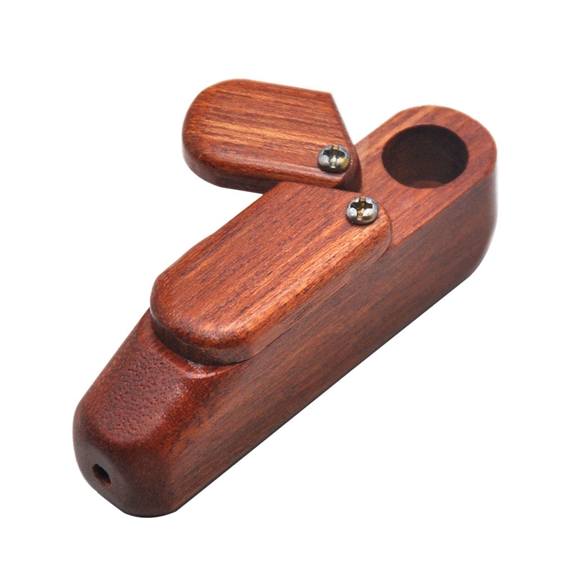 Nouveau Style Bois Naturel Portable Herbe Sèche Filtre À Tabac Tuyaux Rotatif Couverture De Stockage Innovant Stash Case Pipes À Main En Bois Fumer Cigarette Porte-Main