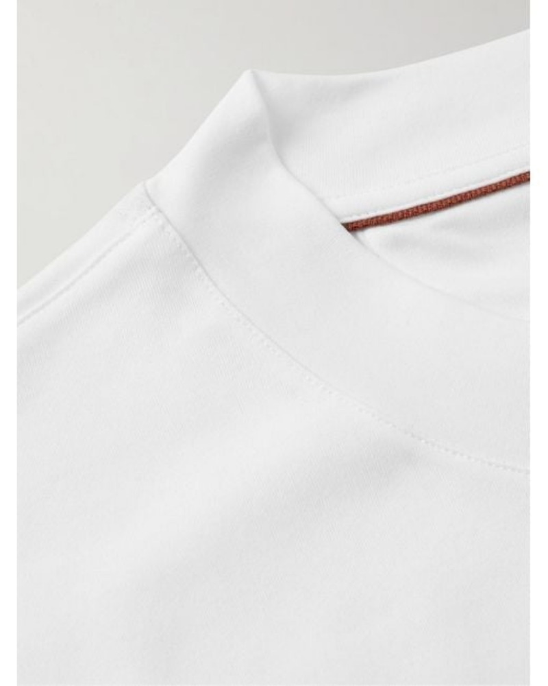 Дизайнерская мужская футболка с логотипом Loro Piano Mens White Cotton-Jersey футболка с коротки