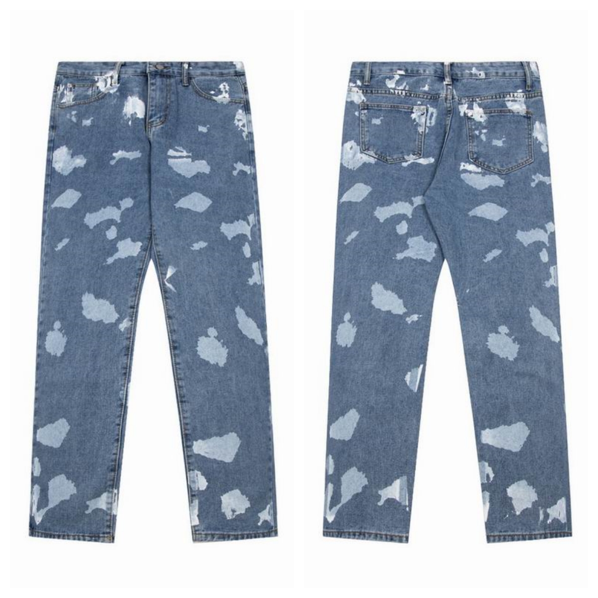 Nytt högkvalitativt stänk av bläck graffiti Micro blossade coola denim gallerier Svettdjupar Pant Estruerad Ripped Black Blue Purple