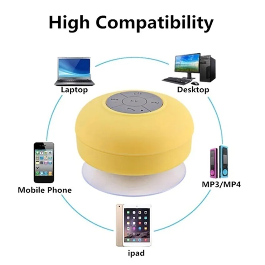 미니 블루투스 스피커 휴대용 방수 무선 핸즈프리 스피커 스피커 흡입 컵 욕실 수영장 자동차 mp3 음악 플레이어 라우드 스피커