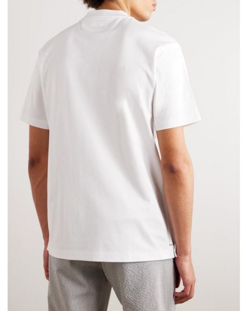 Дизайнерская мужская футболка с логотипом Loro Piano Mens White Cotton-Jersey футболка с коротки