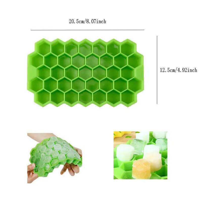 Plateaux à glaçons en nid d'abeille avec couvercles amovibles Gel de silice glaces refroidisseurs Cubes moule BPA maison Silicone modèle bricolage glacé