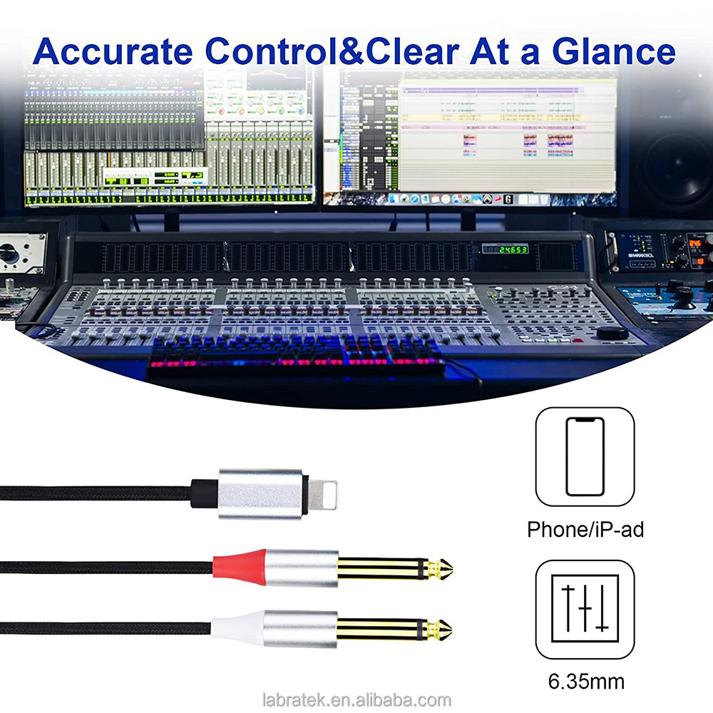 Cavo audio da USB-C a 2x6,5 mm a 2 poli Cavo audio a doppia testa Guscio in rame placcato oro Heavy Duty 2X 6,35 mm telefono Apple a RCA