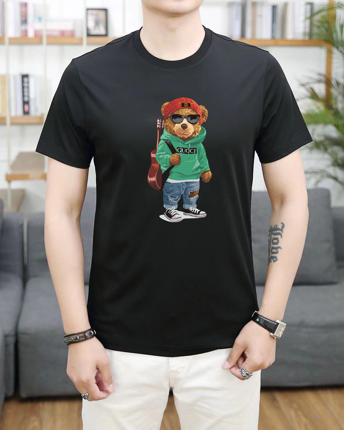 2023 sommer Cartoon Brief Drucken männer Casual T-Shirts Crew Neck Kurzarm Atmungs Mode männer Tees FB064