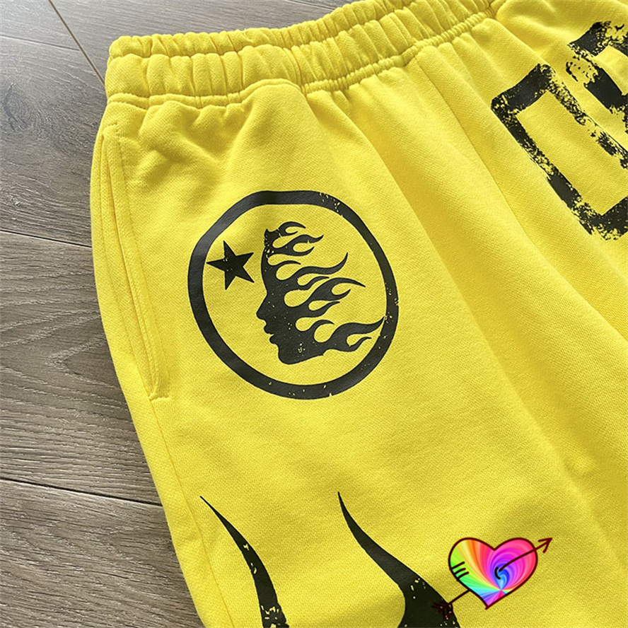 2023 Yellow Pants Men Women Flare Graphic Pants High Street Sweatpants Terry Trousers