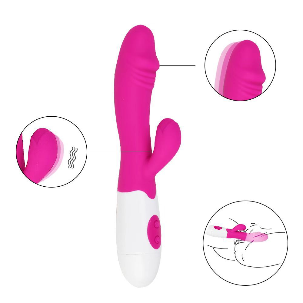 30 hastighet uppladdningsbar handhållen silikon vuxen leksak klitor klitoris klitoris sex leksak g spot dubbel motor kanin vibrator för kvinnliga kvinnliga