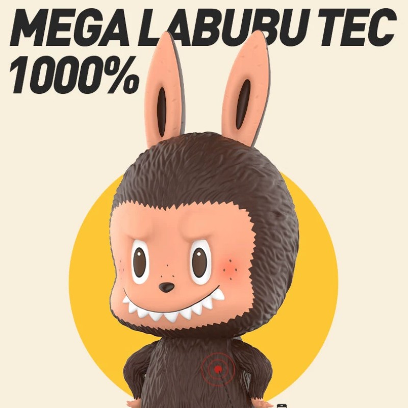 Novos ornamentos de tendência de estoque e brinquedos de mão POPMART tapete de bolha MEGA coleção série LABUBU pequenas sardas 1000% 70CM rabble bonito