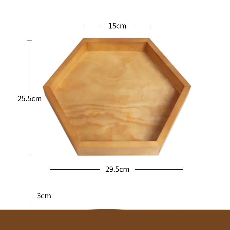 Afternoon tea cake place tray multipurpose wooden table dining plate kitchen storage organization hexagon wide simplicity big size