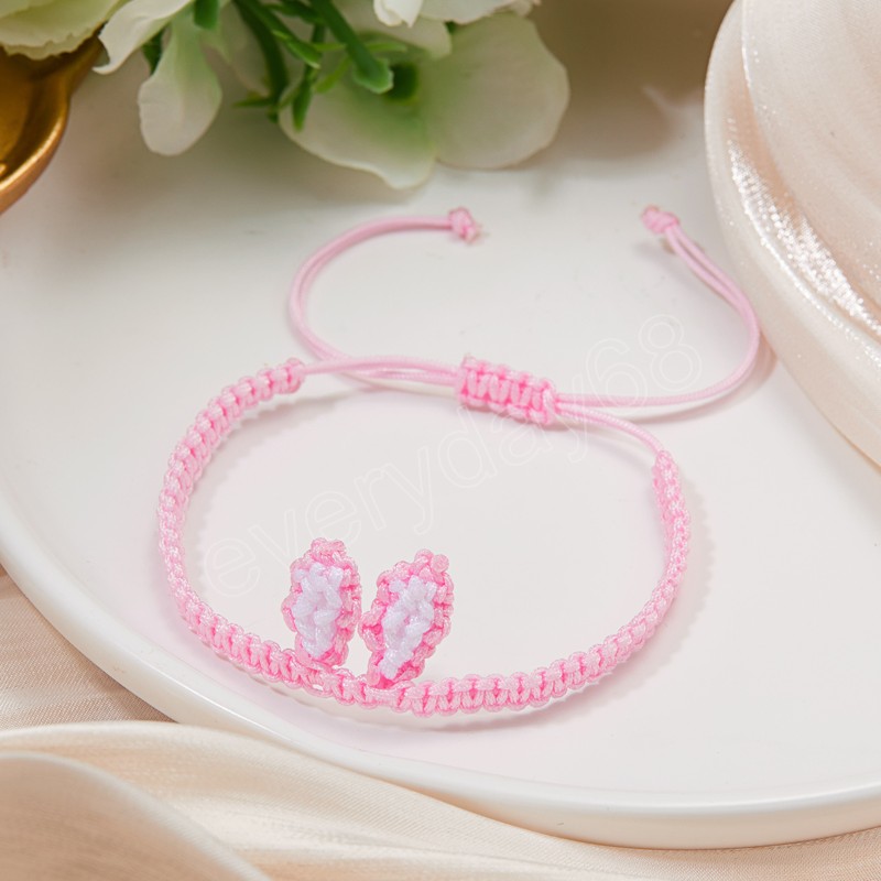 Mode mignon lapin oreille corde Bracelet réglable à la main tissé chaîne Bracelets pour femmes bijoux cadeau accessoires